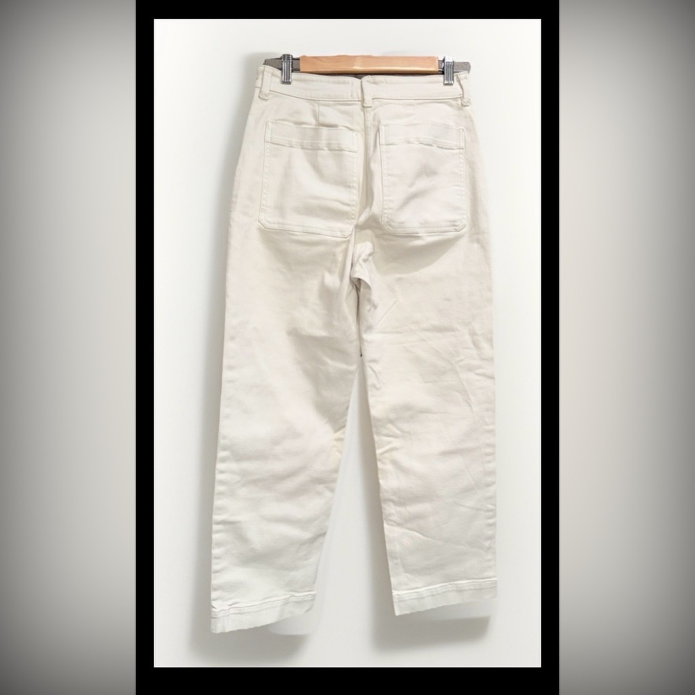 Everlane Cropped Straight Regular High Rise Wide Hem Cream Pockets Pants Size 6 - Picture 5 of 13